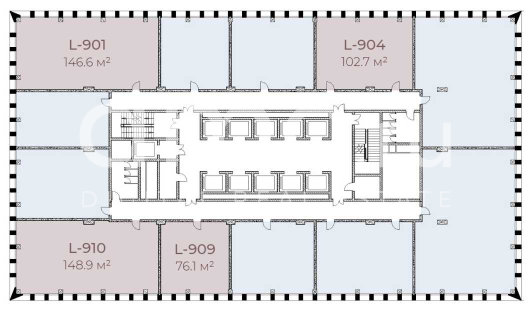 Планировка офиса 146.6 м², 9 этаж, БЦ «Stone Ленинский»