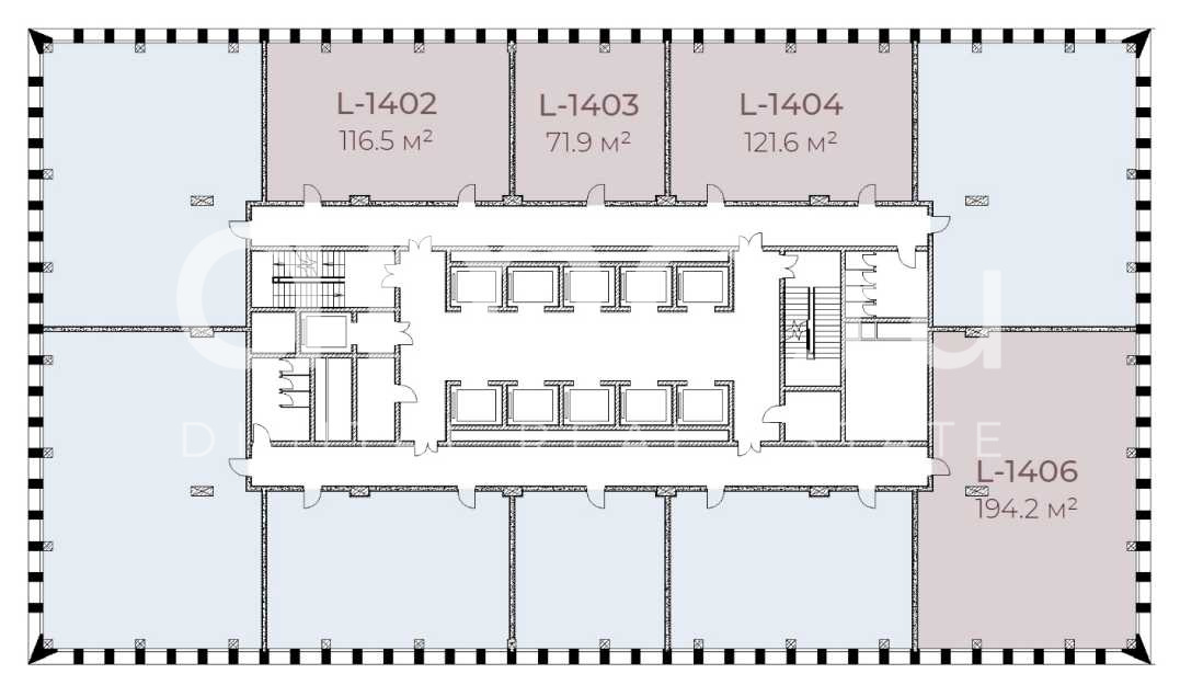 Планировка офиса 71.9-310 м², 14 этаж, БЦ «Stone Ленинский»